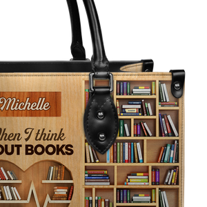 Black Interior -  When I Think About Books I Touch My Shelf DNRZ1802001A Leather Bag