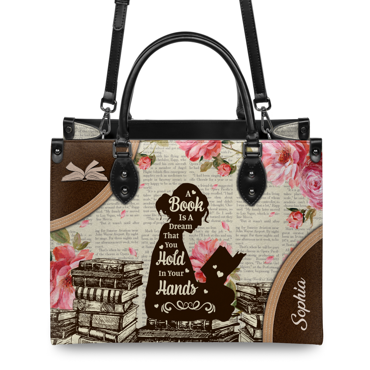 Black Interior -  A Book Is A Dream That You Hold In Your Hands NQAY1702002A Leather Bag