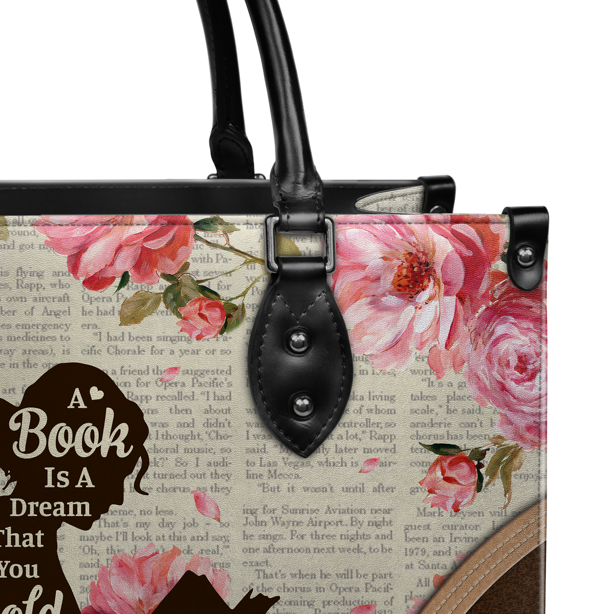 Black Interior -  A Book Is A Dream That You Hold In Your Hands NQAY1702002A Leather Bag