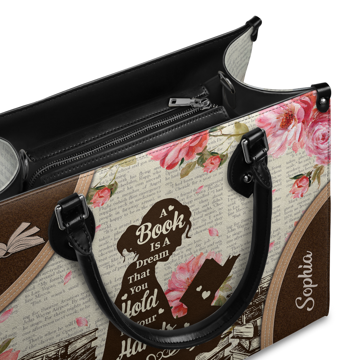 Black Interior -  A Book Is A Dream That You Hold In Your Hands NQAY1702002A Leather Bag