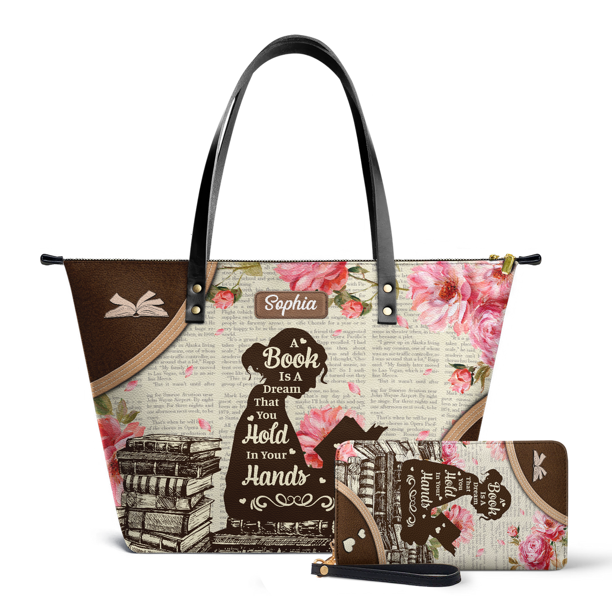 A Book Is A Dream That You Hold In Your Hands TTRZ28108743SL Leather Tote Bag