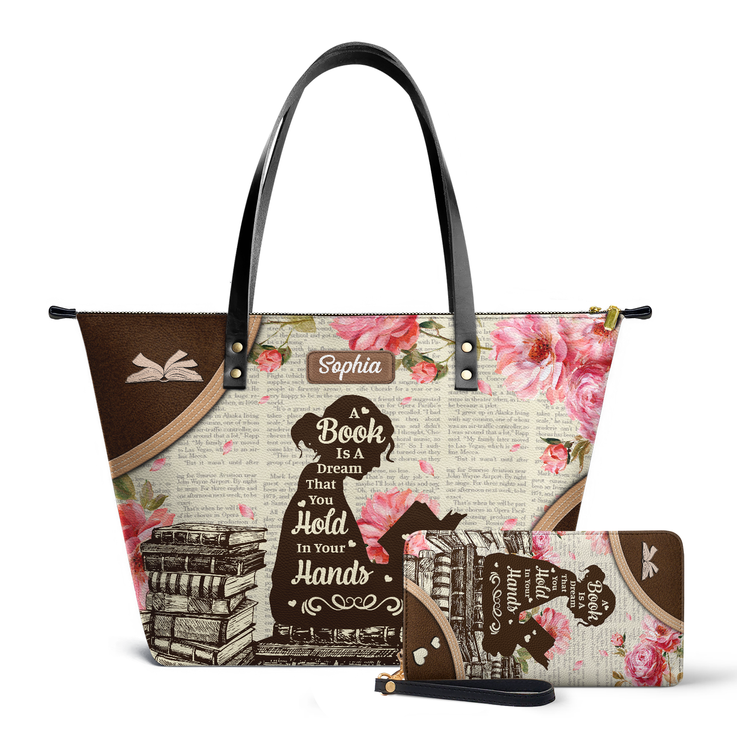 A Book Is A Dream That You Hold In Your Hands TTRZ28108743SL Leather Tote Bag