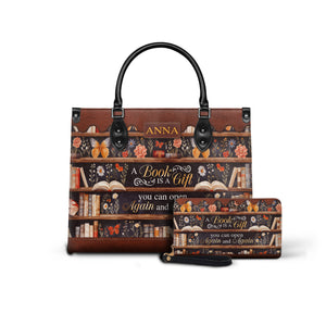 Black Interior -  Custom Quote Bookshelf HTRZ29079978JK Leather Bag