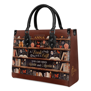 Black Interior -  Custom Quote Bookshelf HTRZ29079978JK Leather Bag