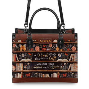 Black Interior -  Custom Quote Bookshelf HTRZ29079978JK Leather Bag