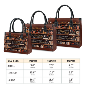 Black Interior -  Custom Quote Bookshelf HTRZ29079978JK Leather Bag