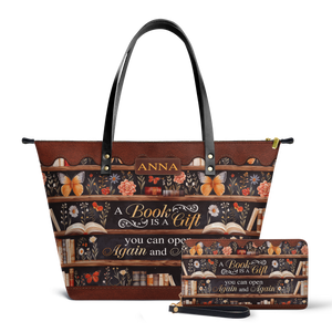 Custom Quote Bookshelf TTRZ30104586NI Leather Tote Bag