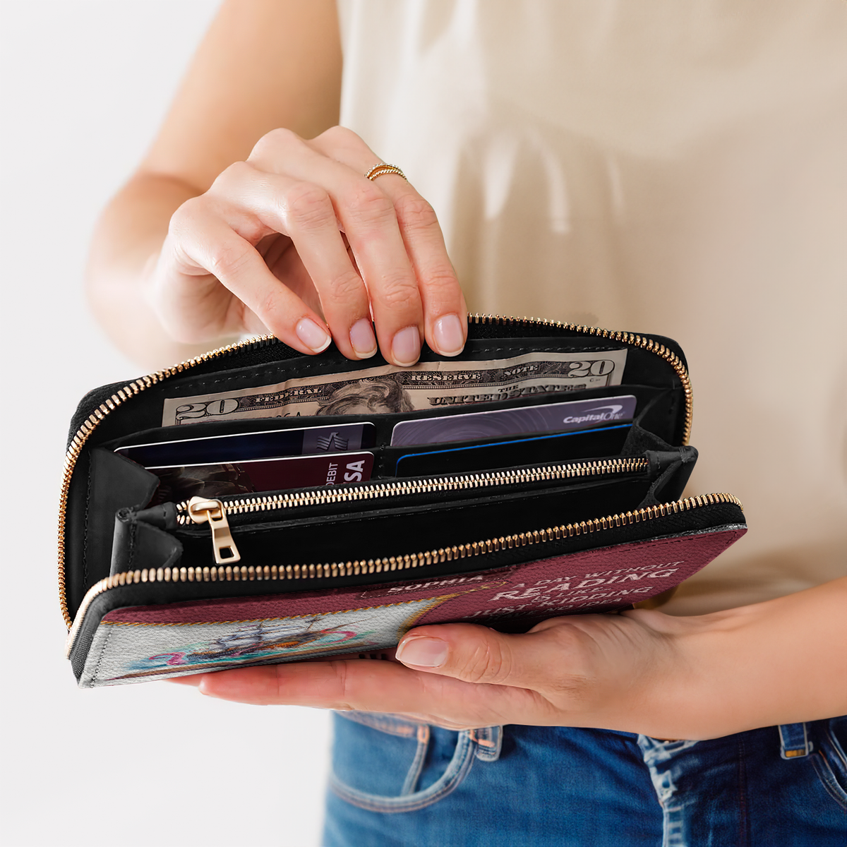 A Day Without Reading Is Like Just Kidding I Have No Idea NNRZ02085294IZ Zip Around Leather Wallet