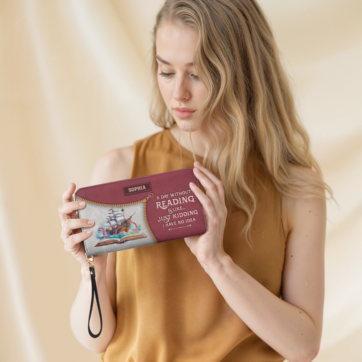 A Day Without Reading Is Like Just Kidding I Have No Idea NNRZ02085294IZ Zip Around Leather Wallet