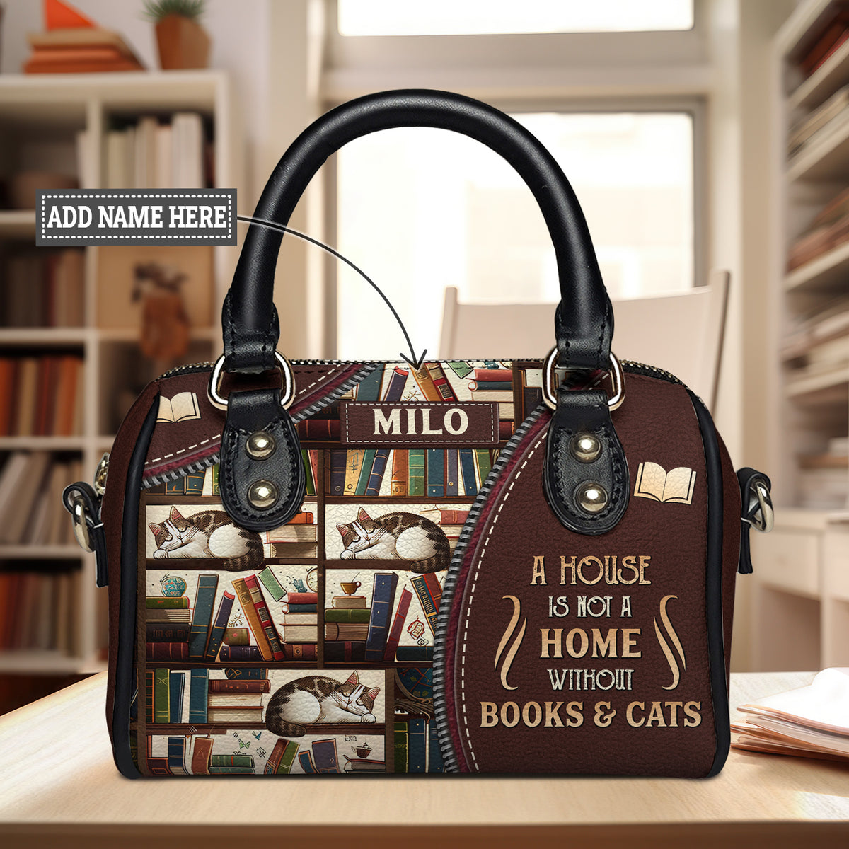 A House Is Not A Home Without Books And Cats DNRZ22080458DP Mini Satchel