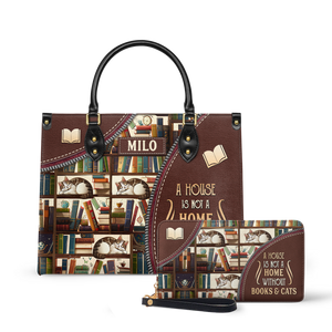 A House Is Not A Home Without Books And Cats DNRZ1802003A Leather Bag