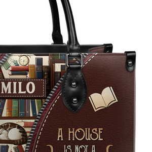 Black Interior -  A House Is Not A Home Without Books And Cats DNRZ1802003A Leather Bag