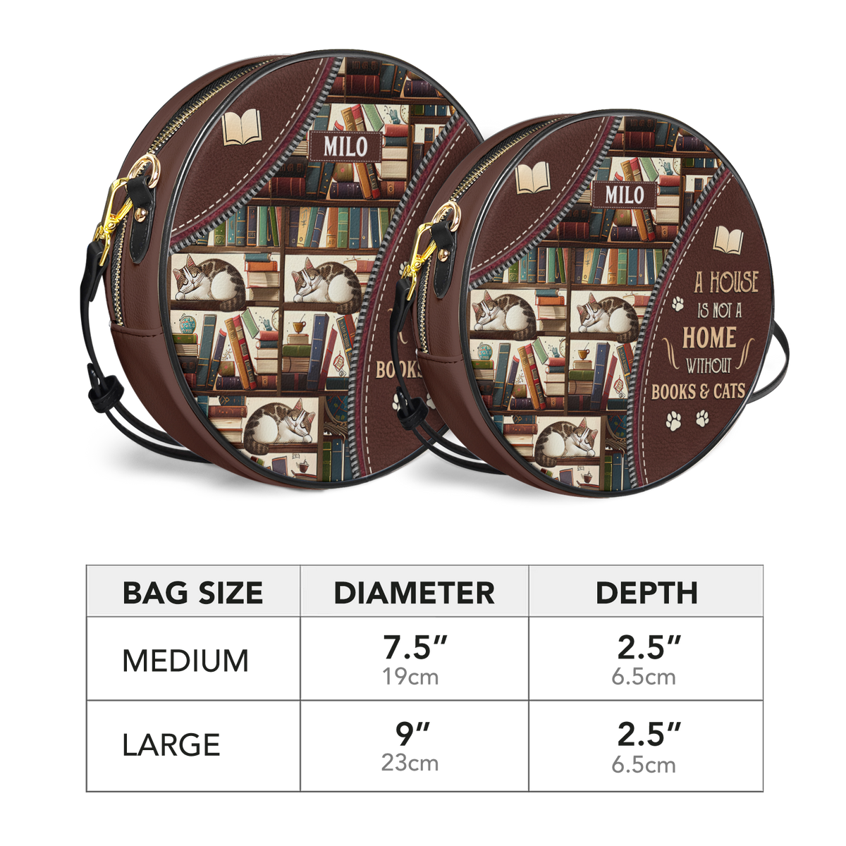A House Is Not A Home Without Books And Cats HHRZ12083733KW Circle Crossbody Bag