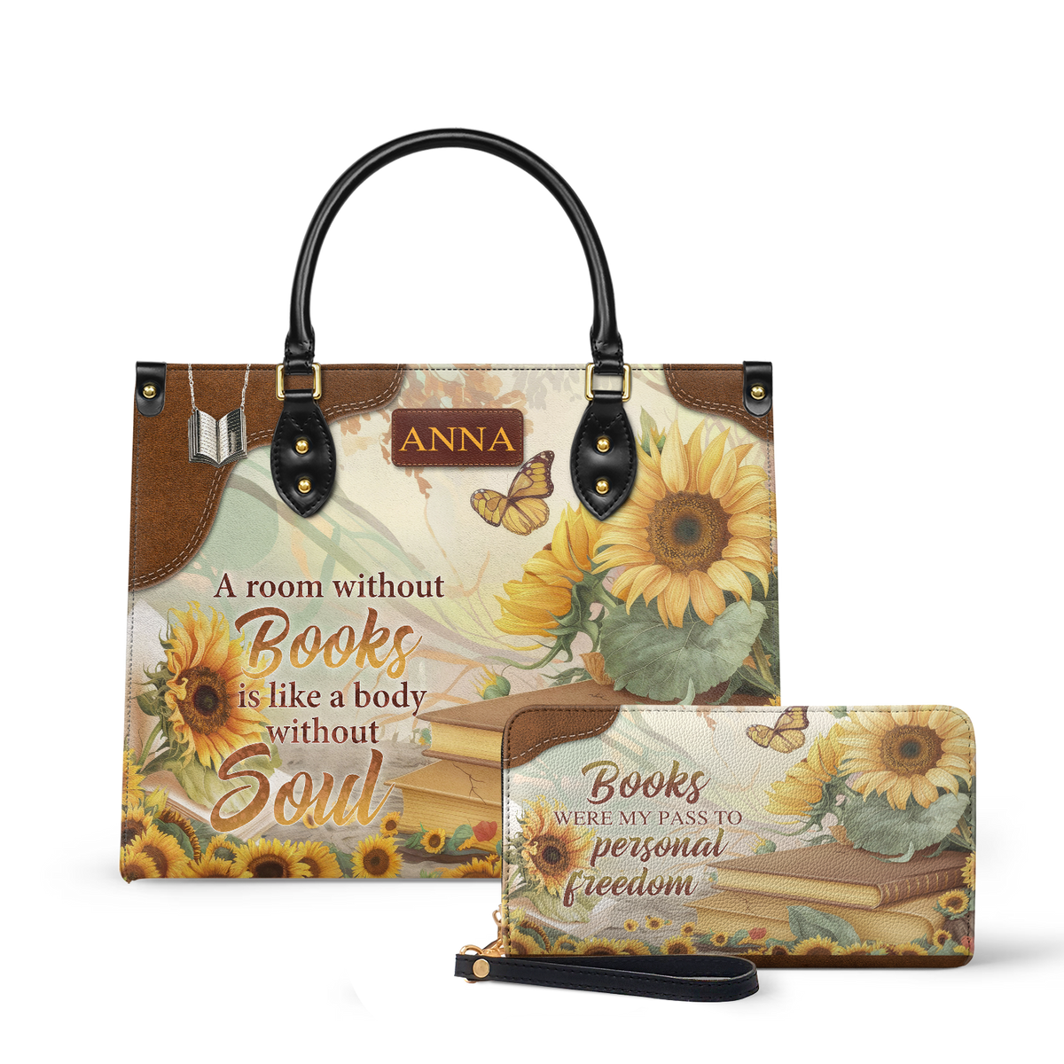 Custom Quote Sunflower HTRZ29072526MN Leather Bag