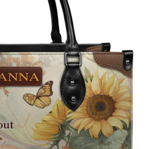 Black Interior -  Custom Quote Sunflower HTRZ29072526MN Leather Bag