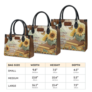 Black Interior -  Custom Quote Sunflower HTRZ29072526MN Leather Bag