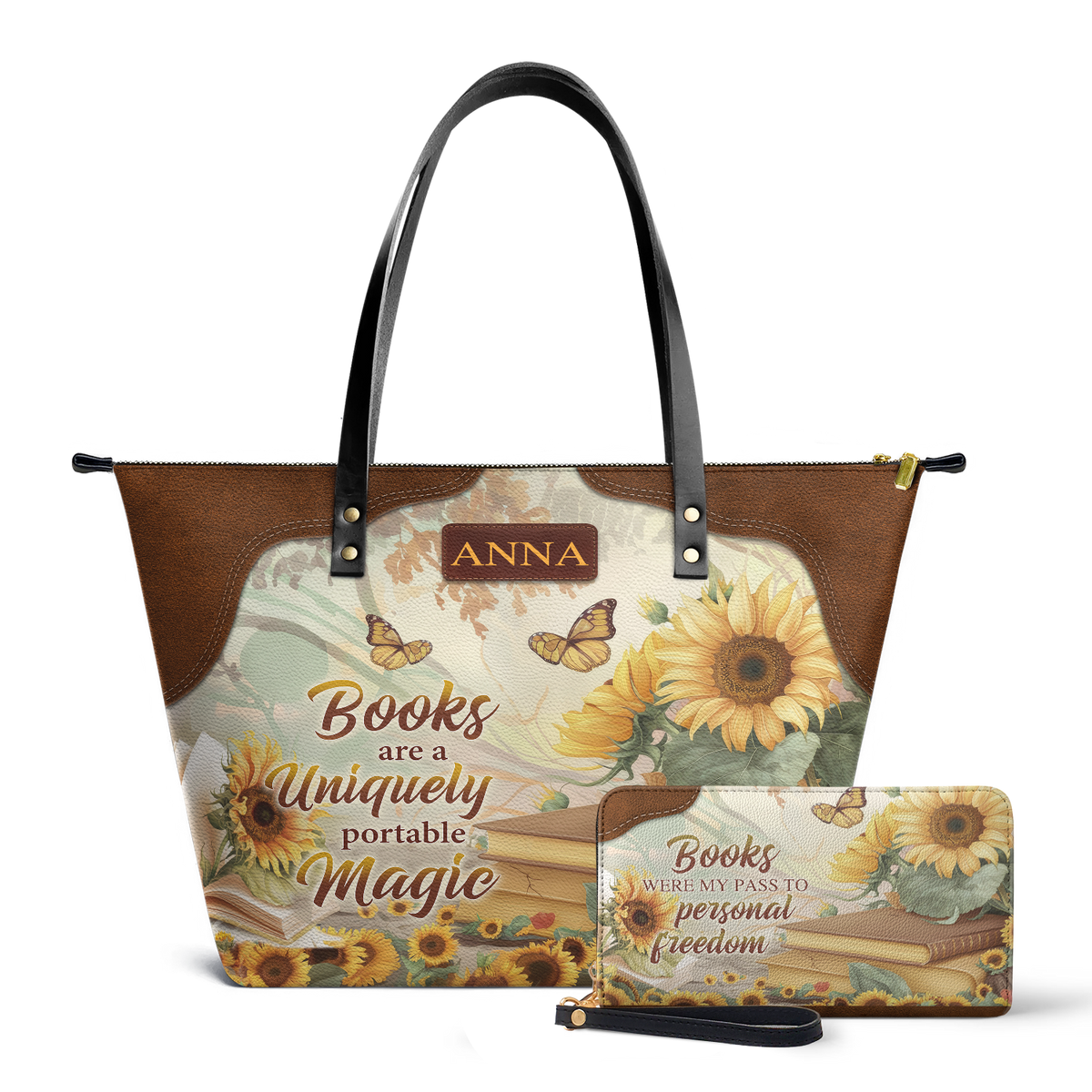 Custom Quote Sunflower TTRZ30106860NP Leather Tote Bag