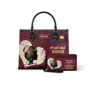 Black Interior -  A Well Read Woman Is A Dangerous Creature DNRZ1702003A Leather Bag