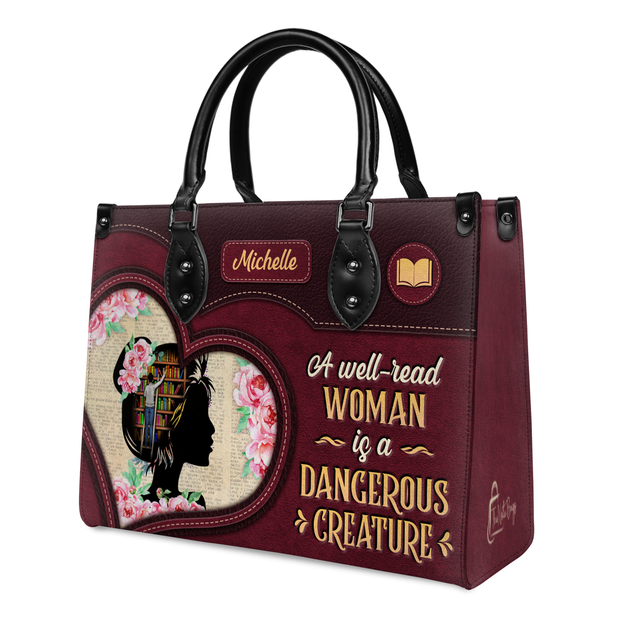 Black Interior -  A Well Read Woman Is A Dangerous Creature DNRZ1702003A Leather Bag