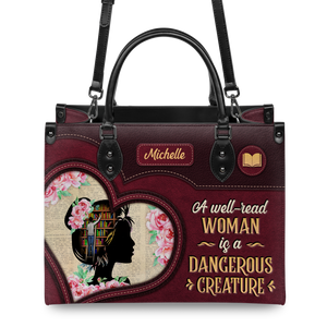 Black Interior -  A Well Read Woman Is A Dangerous Creature DNRZ1702003A Leather Bag