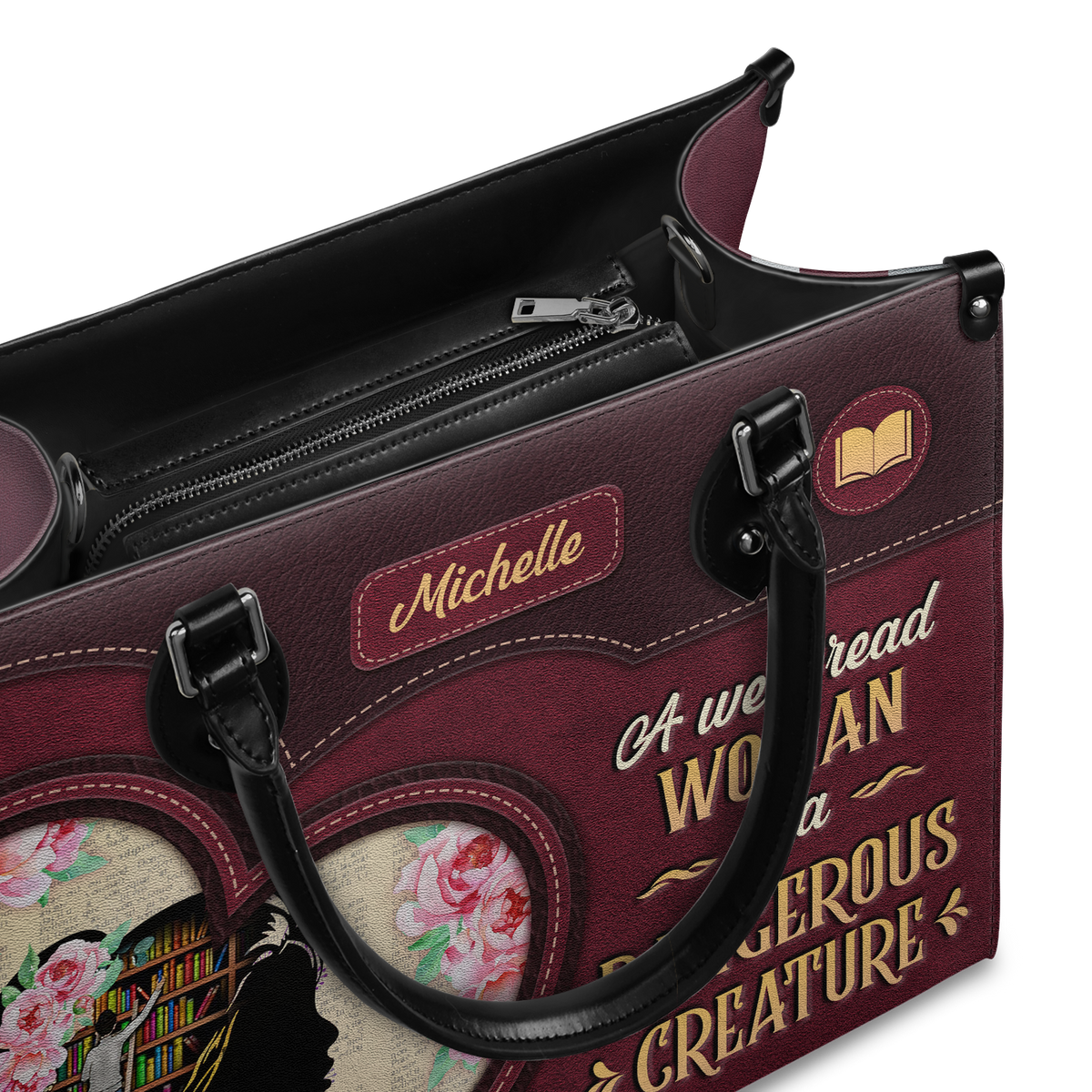 Black Interior -  A Well Read Woman Is A Dangerous Creature DNRZ1702003A Leather Bag