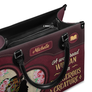 Black Interior -  A Well Read Woman Is A Dangerous Creature DNRZ1702003A Leather Bag