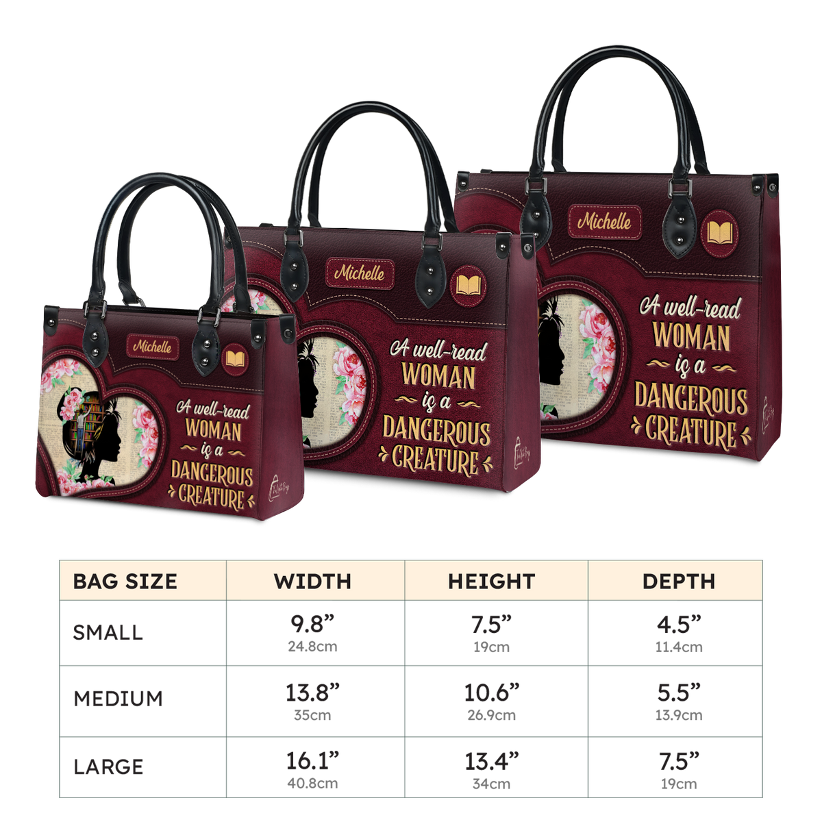 Black Interior -  A Well Read Woman Is A Dangerous Creature DNRZ1702003A Leather Bag