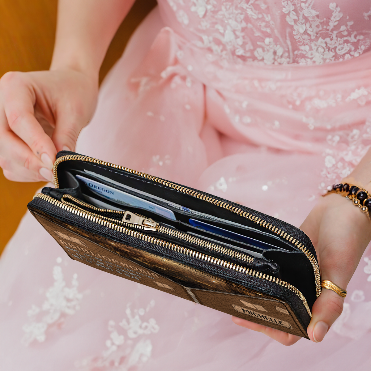 Abibliophobia Noun NNRZ02082687GR Zip Around Leather Wallet