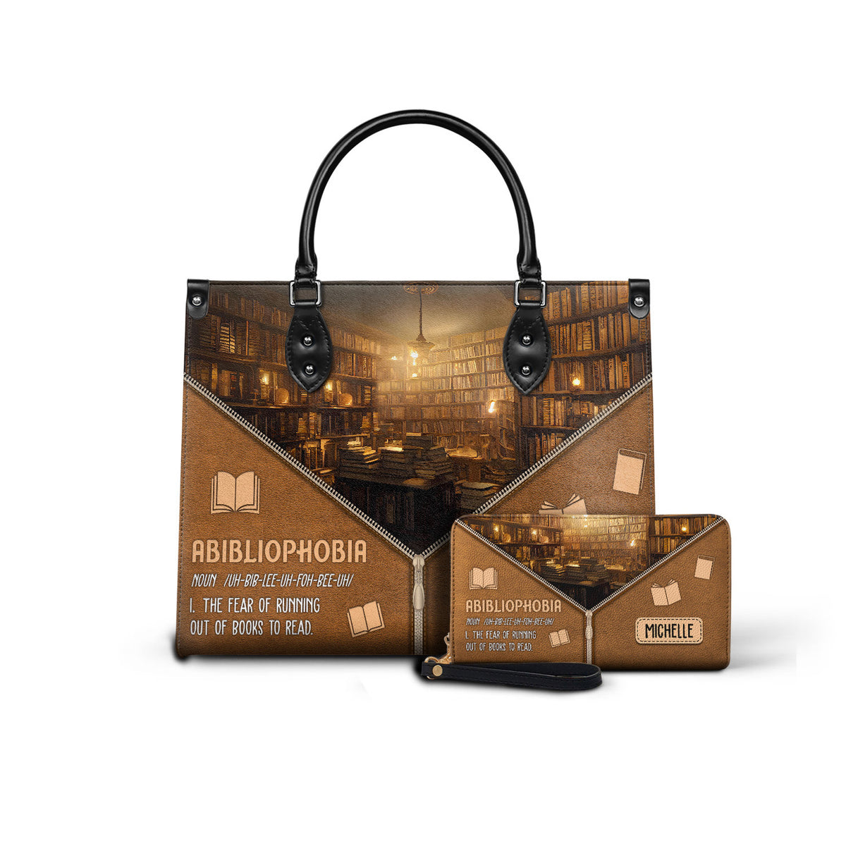 Black Interior -  Abibliophobia Noun HHRZ03083226AI Leather Bag