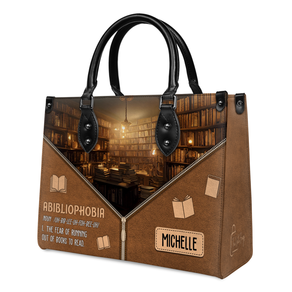 Black Interior -  Abibliophobia Noun HHRZ03083226AI Leather Bag
