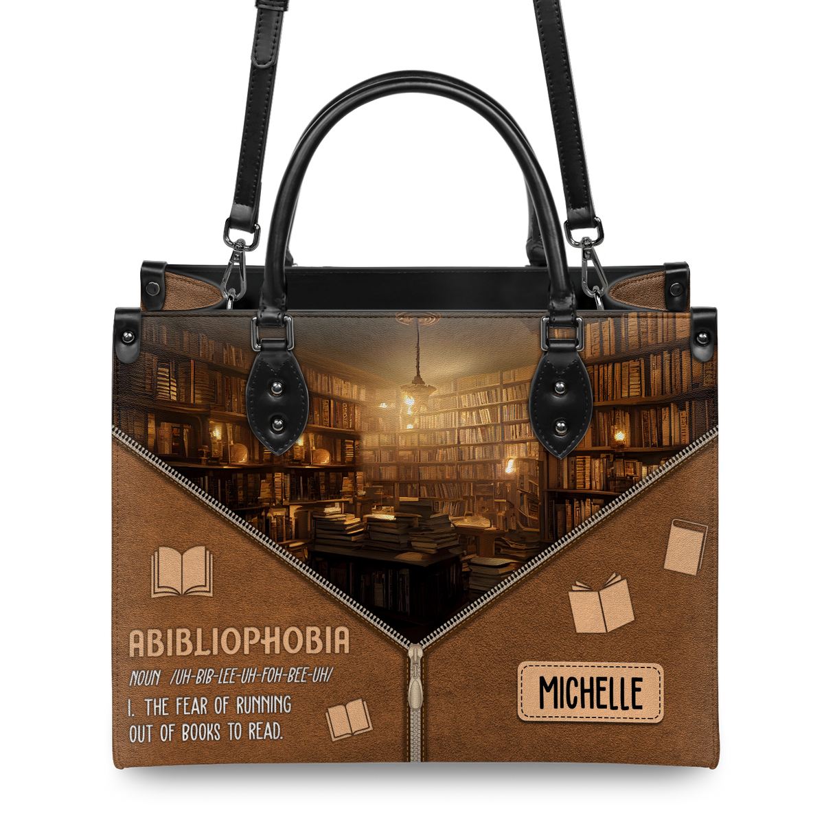 Black Interior -  Abibliophobia Noun HHRZ03083226AI Leather Bag