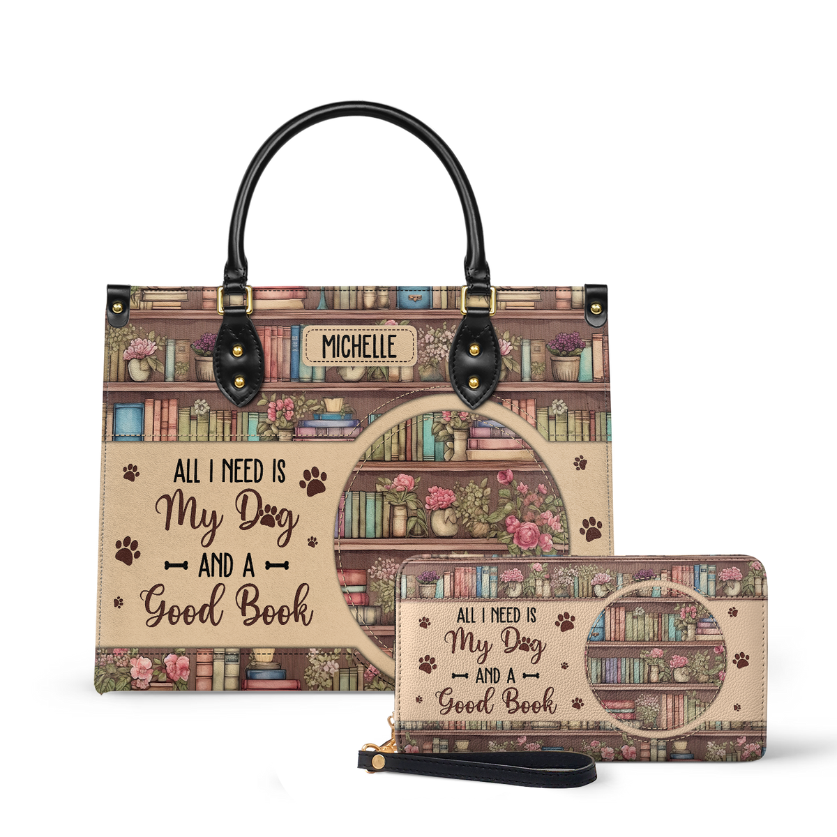 All I Need Is My Dog And A Good Book HHRZ03083656MD Leather Bag