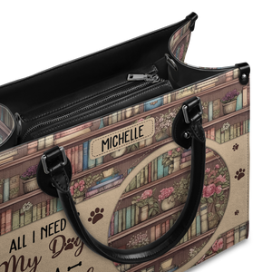 Black Interior -  All I Need Is My Dog And A Good Book HHRZ03083656MD Leather Bag