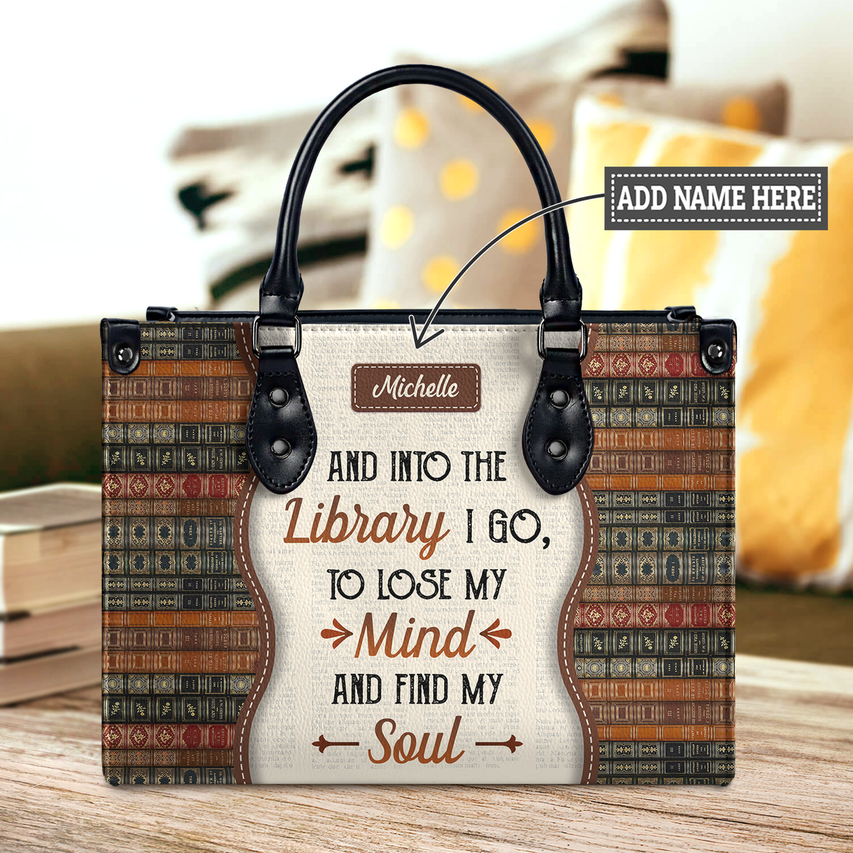 Black Interior -  And Into The Library I Go To Lose My Mind And Find My Soul DNRZ1602003A Leather Bag