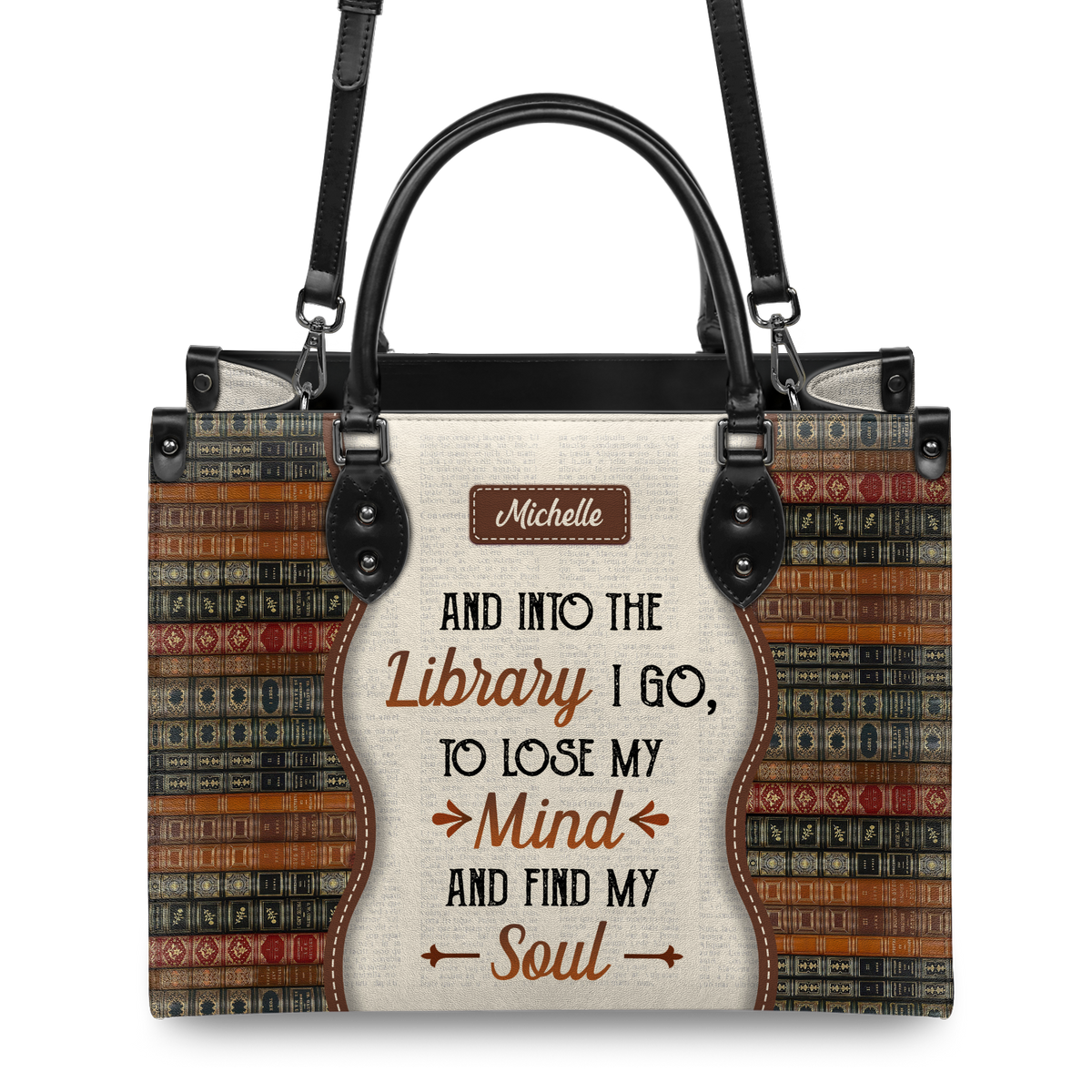 Black Interior -  And Into The Library I Go To Lose My Mind And Find My Soul DNRZ1602003A Leather Bag