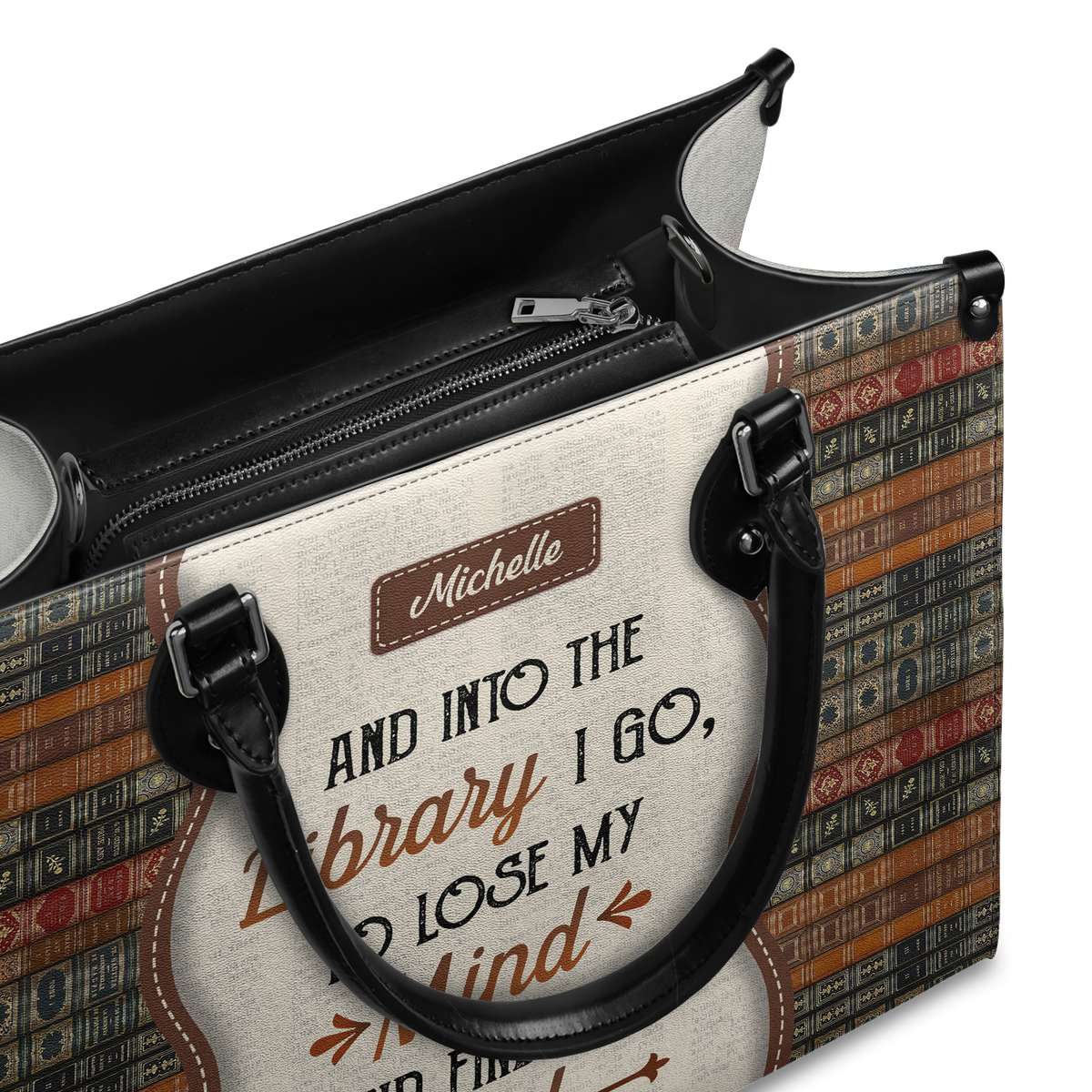 Black Interior -  And Into The Library I Go To Lose My Mind And Find My Soul DNRZ1602003A Leather Bag