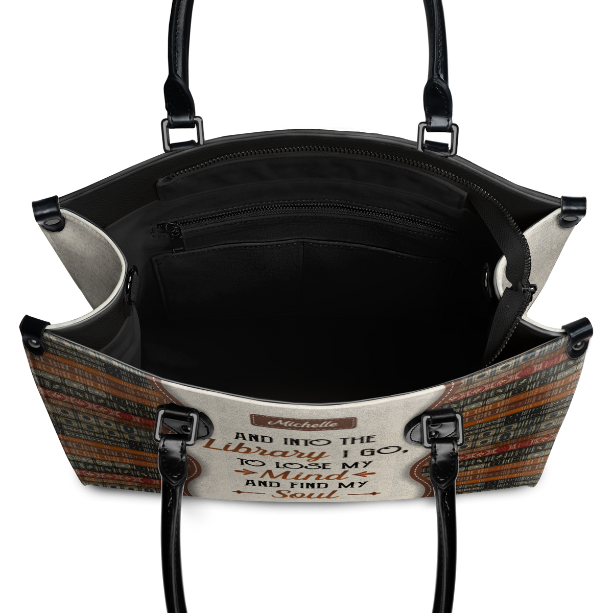 Black Interior -  And Into The Library I Go To Lose My Mind And Find My Soul DNRZ1602003A Leather Bag
