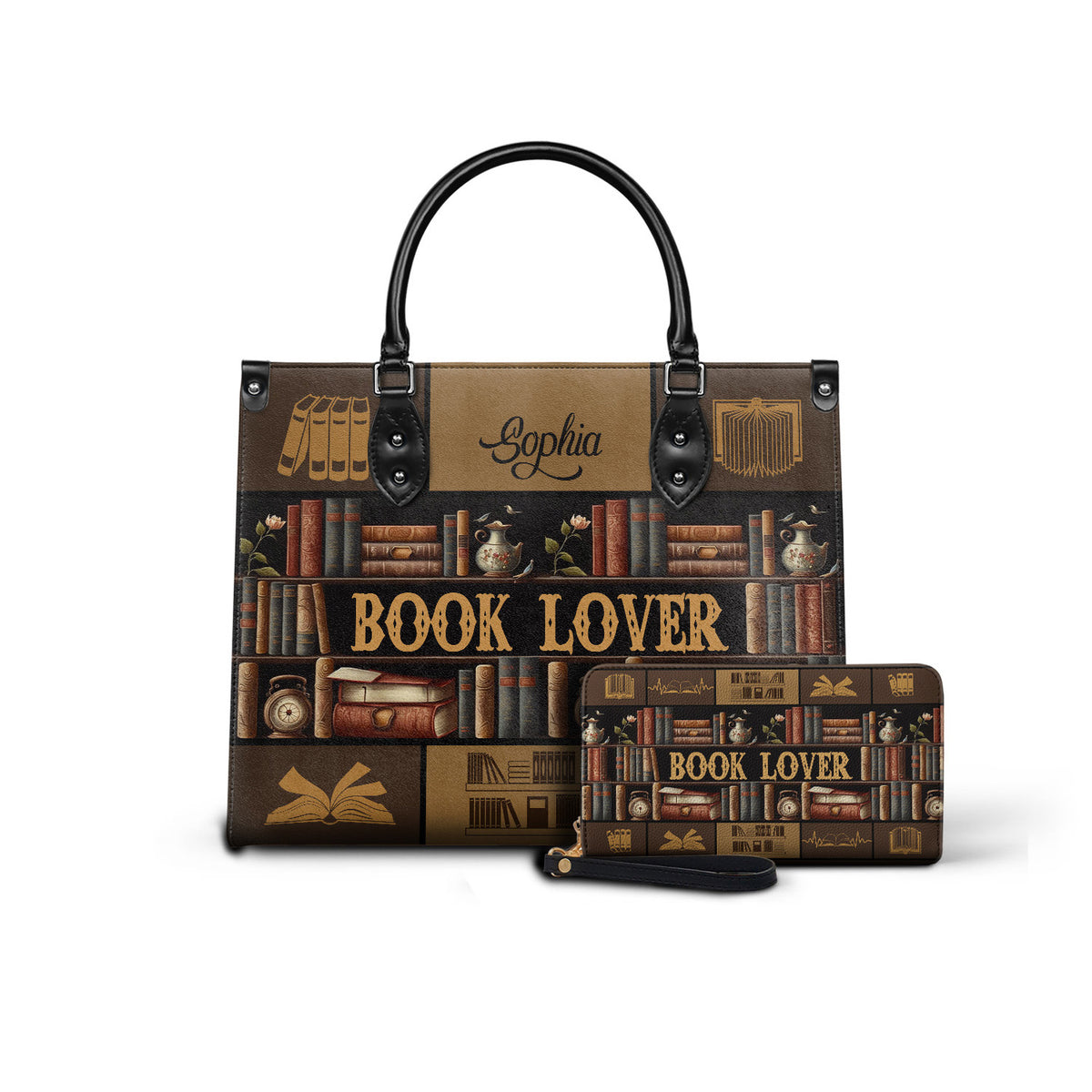 Black Interior -  Book Lover NQAY1802001A Leather Bag