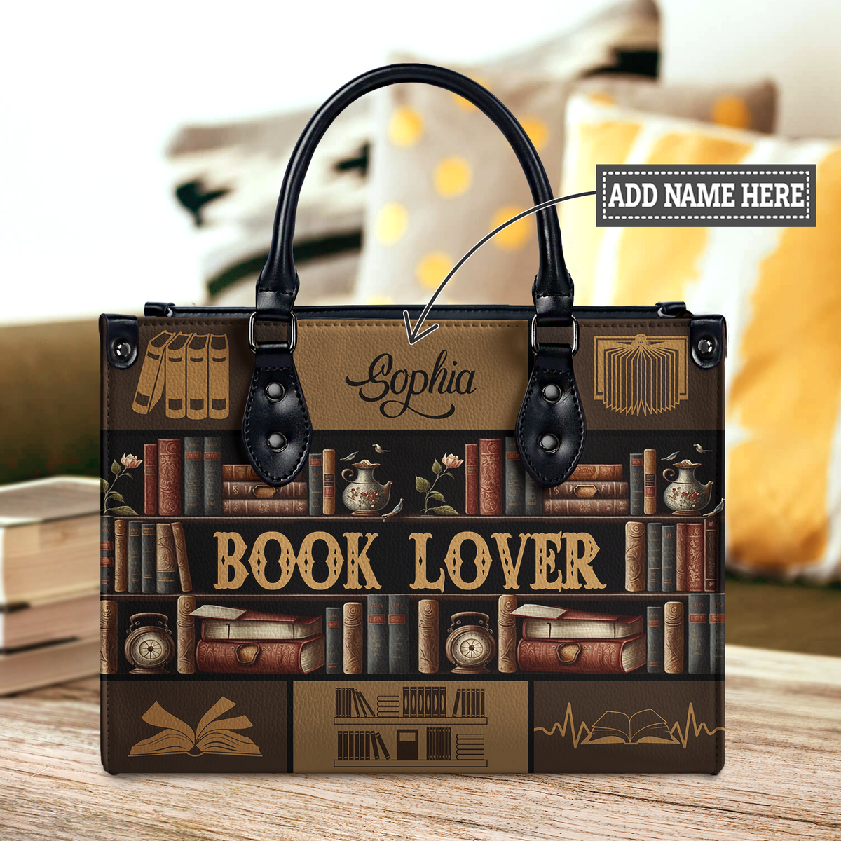 Black Interior -  Book Lover NQAY1802001A Leather Bag