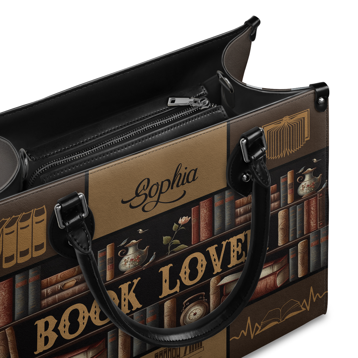 Black Interior -  Book Lover NQAY1802001A Leather Bag
