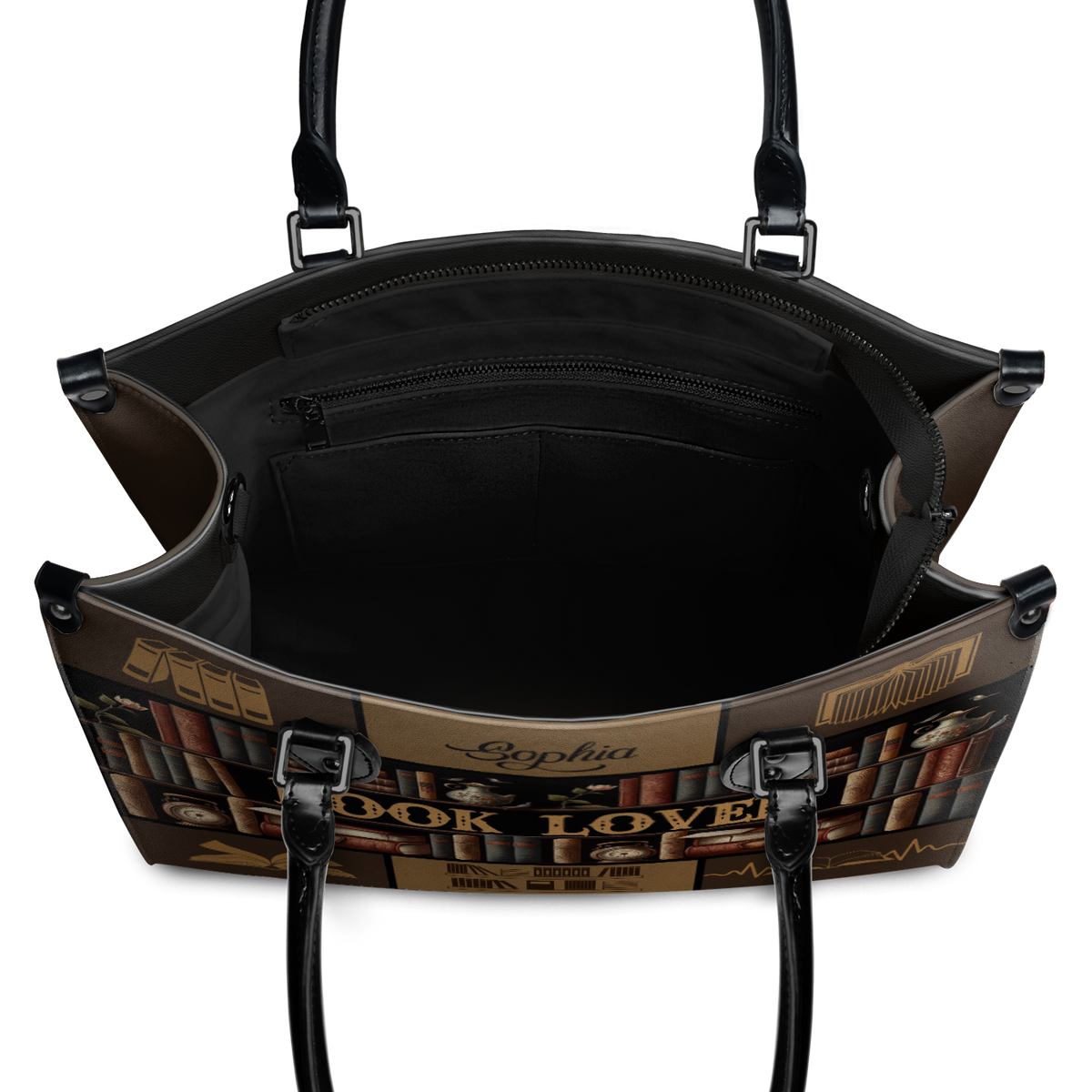 Black Interior -  Book Lover NQAY1802001A Leather Bag