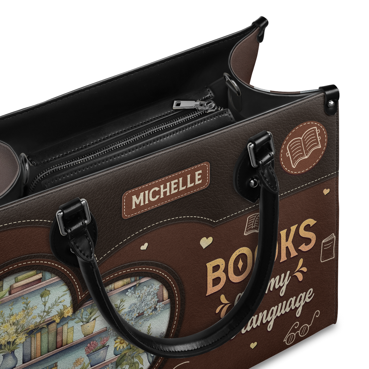 Black Interior -  Books Are My Love Language HTRZ20119966JE Leather Bag