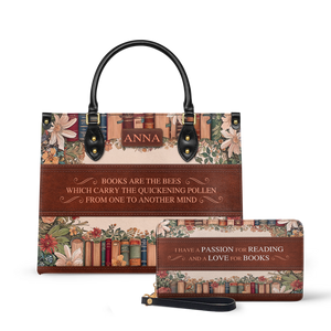 Custom Quote Floral Bookshelf HTRZ29078209CA Leather Bag