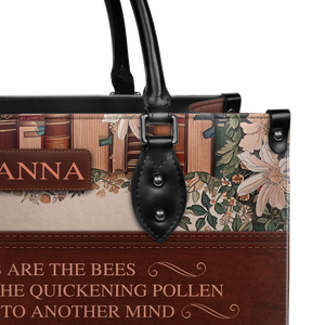Black Interior -  Custom Quote Floral Bookshelf HTRZ29078209CA Leather Bag
