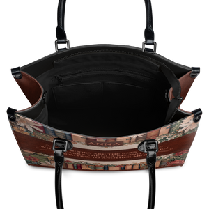 Black Interior -  Custom Quote Floral Bookshelf HTRZ29078209CA Leather Bag