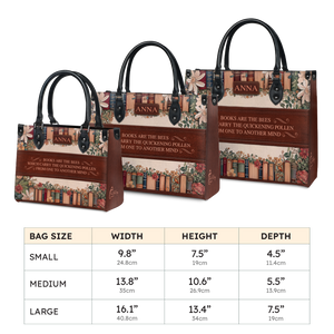 Black Interior -  Custom Quote Floral Bookshelf HTRZ29078209CA Leather Bag
