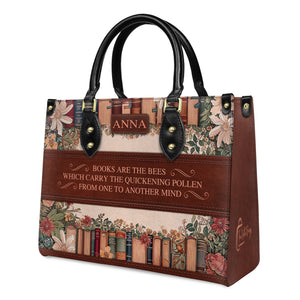 Custom Quote Floral Bookshelf HTRZ29078209CA Leather Bag