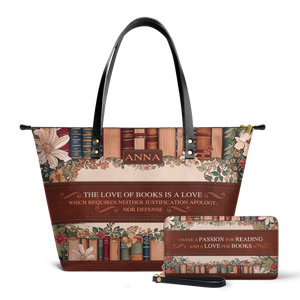Custom Quote Floral Bookshelf TTRZ30107188VS Leather Tote Bag