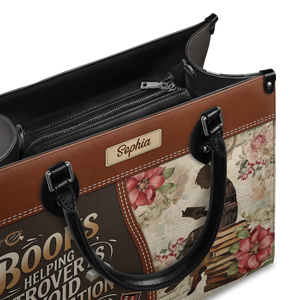 Black Interior -  Books Helping Introverts Avoid Conversation Since 1454 HHRZ25108182ZC Leather Bag