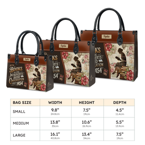 Black Interior -  Books Helping Introverts Avoid Conversation Since 1454 HHRZ25108182ZC Leather Bag